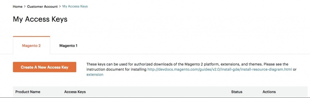 magento 2 access keys